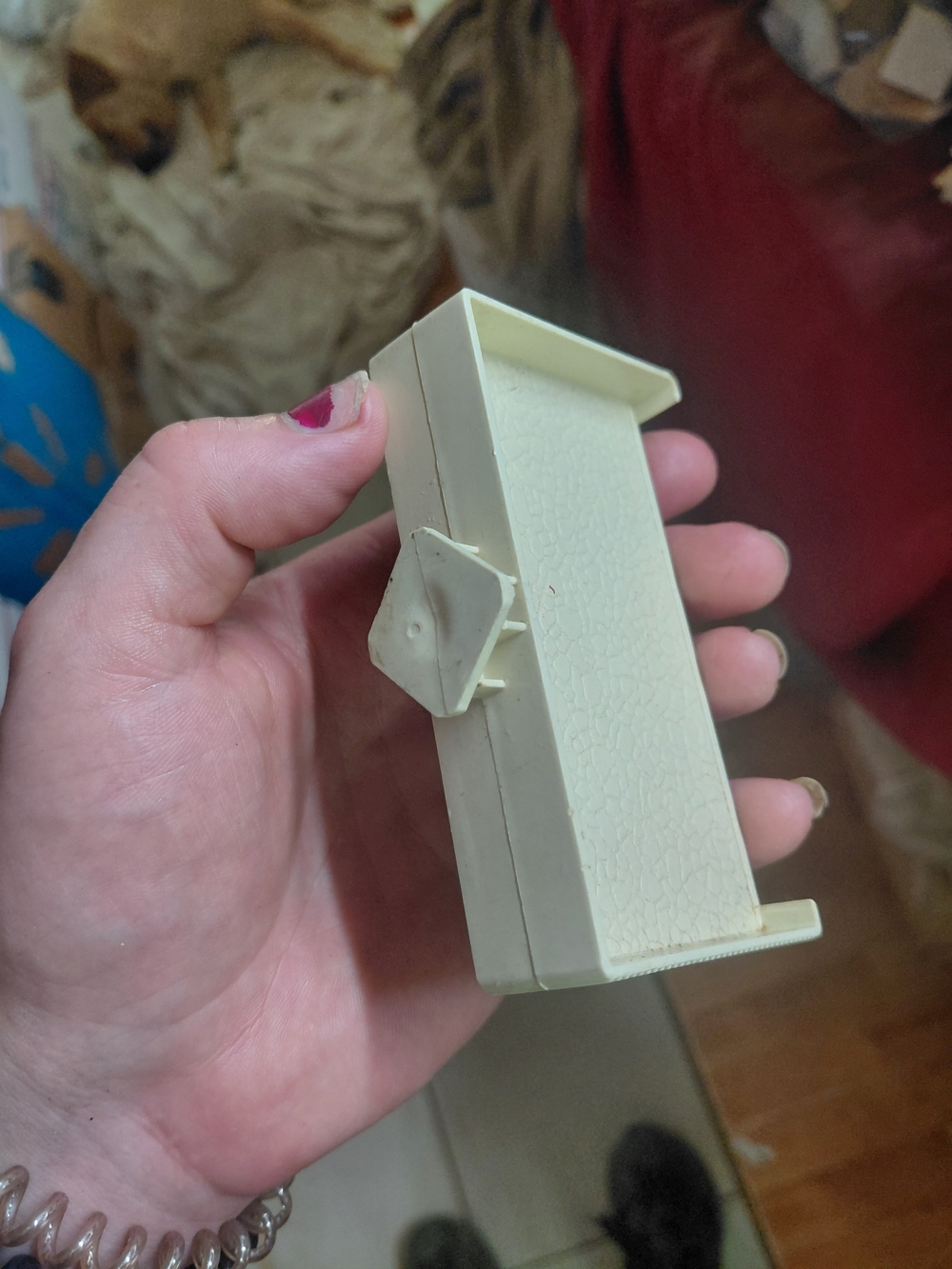 vintage white plastic track riser or trestle support piece